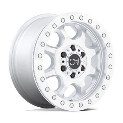 Black Rhino Venture Beadlock  Wheel, 17x8 with 6 on 130 Bolt Pattern - Gloss Silver With Machined Face - 1780VTR386130S84